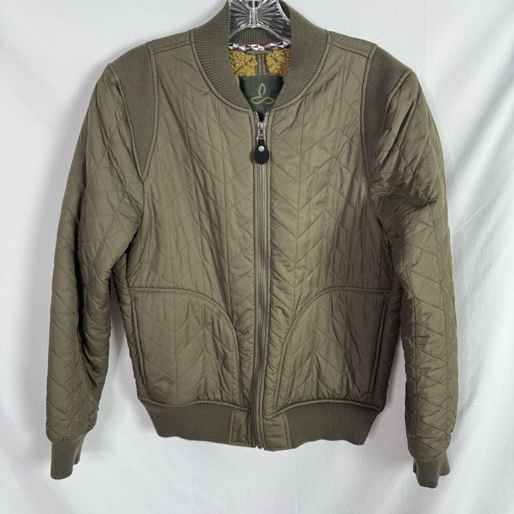 PrAna Women's Diva Jacket Size Small Olive Green Sherpa Fleece Lining